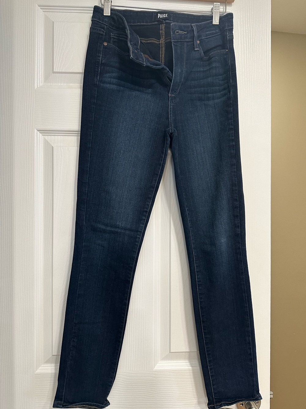 PAIGE Dark Indigo High-Rise Skinny Jeans